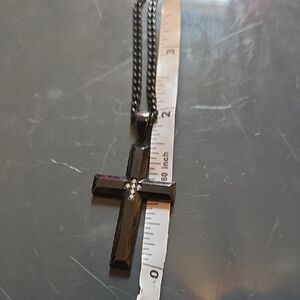 Black Cross Pendant Necklace
